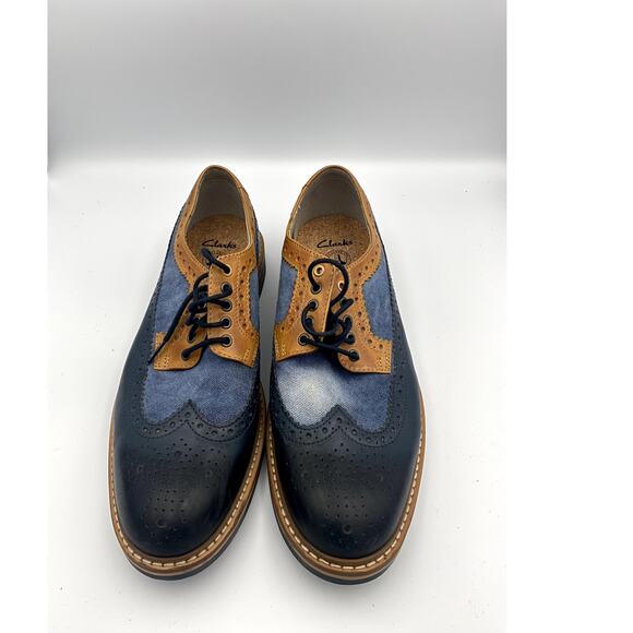 Clarks England Limited Edition Derby Oxford Mens Size13 Blue Brown Two Tone - Picture 2 of 8
